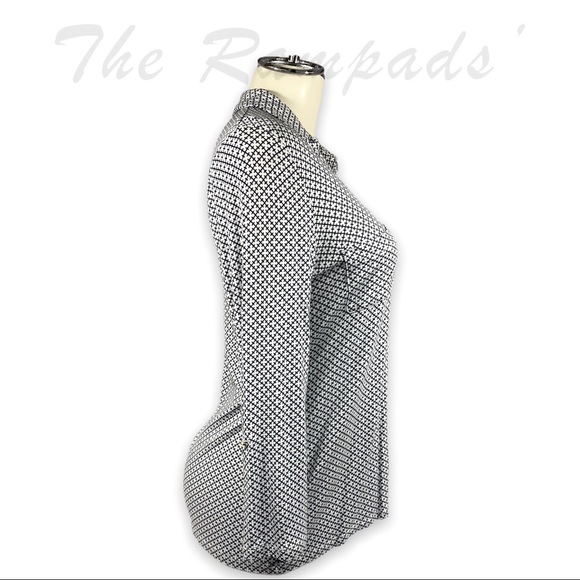 Ann Taylor Black and White Stitched Diamond Pattern Effect Long- sleeve … - Picture 3 of 8